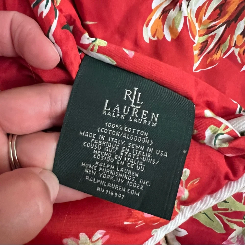 Lauren Ralph Lauren Twin‎ Comforter Red Floral Vintage Cotton Quilted DD